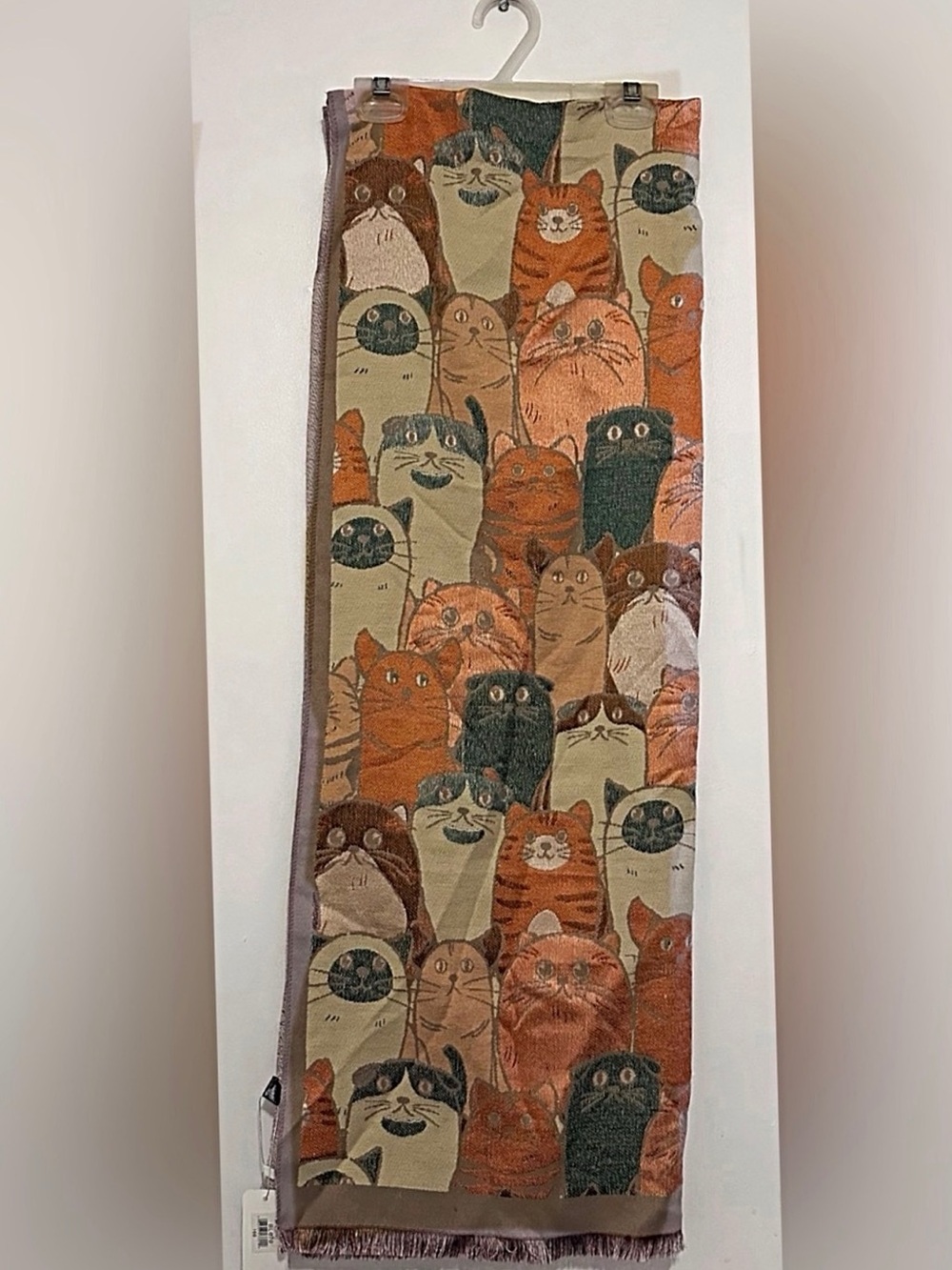Cat Pattern Decorative Scarf - Brown/Orange Cats